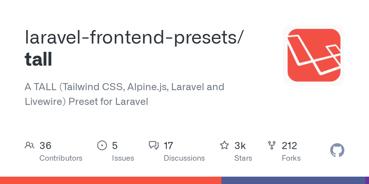 GitHub - laravel-frontend-presets/tall: A TALL (Tailwind CSS, Alpin...