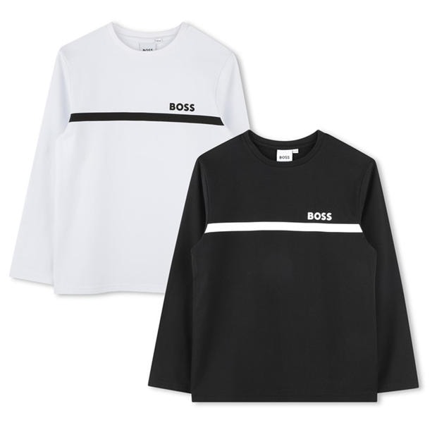 Boss: Boss Kids 2 Pack Long-sleeve T-Shirt Iconic Logo Design
