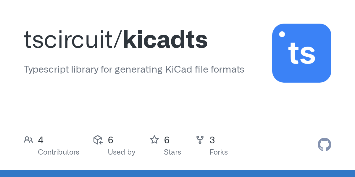 GitHub - tscircuit/kicadts: Typescript library for generating KiCad...