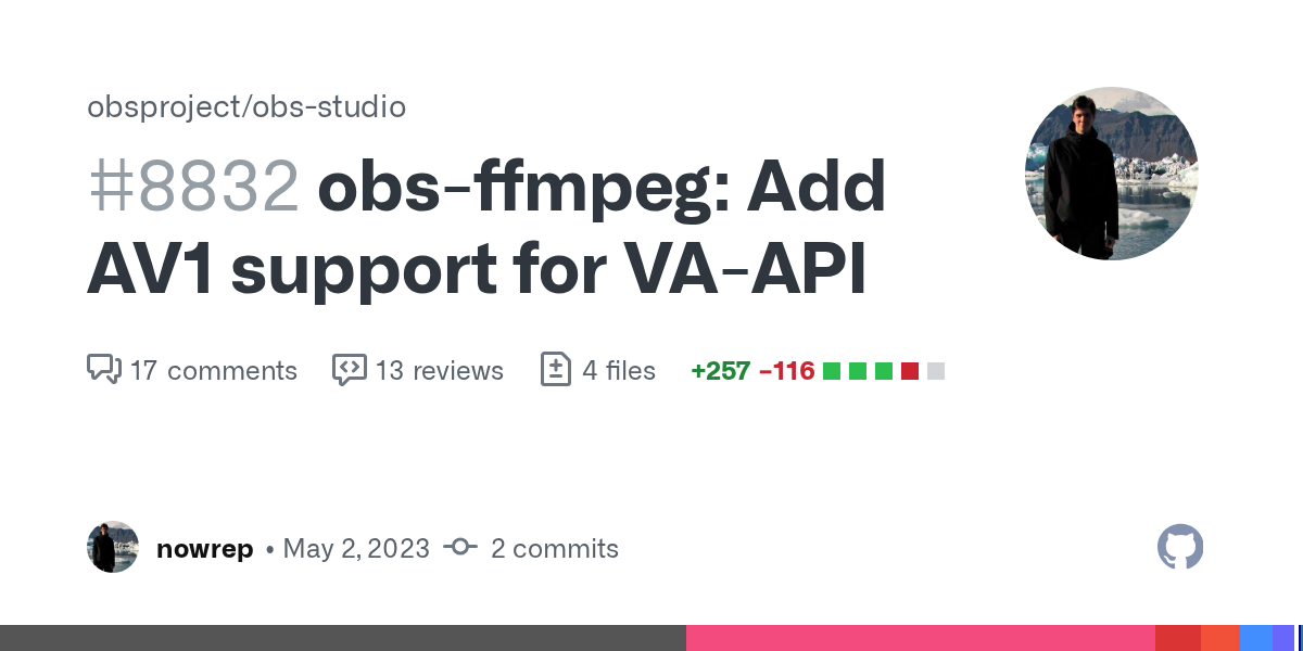 obs-ffmpeg: Add AV1 support for VA-API by nowrep · Pull Request #88...