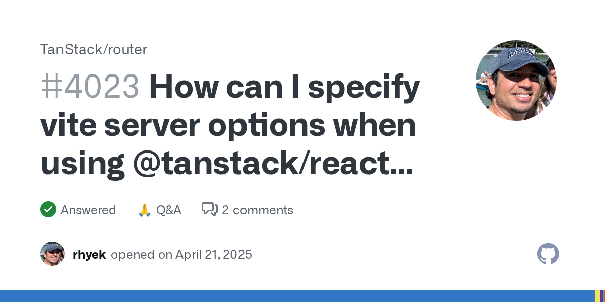 How can I specify vite server options when using @tanstack/react-st...