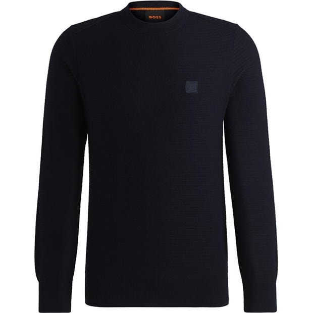 Boss: Boss Mens BOSS ORANGE Cotton-Cashmere Long Sleeve Crew Neck Jumper (Anion)