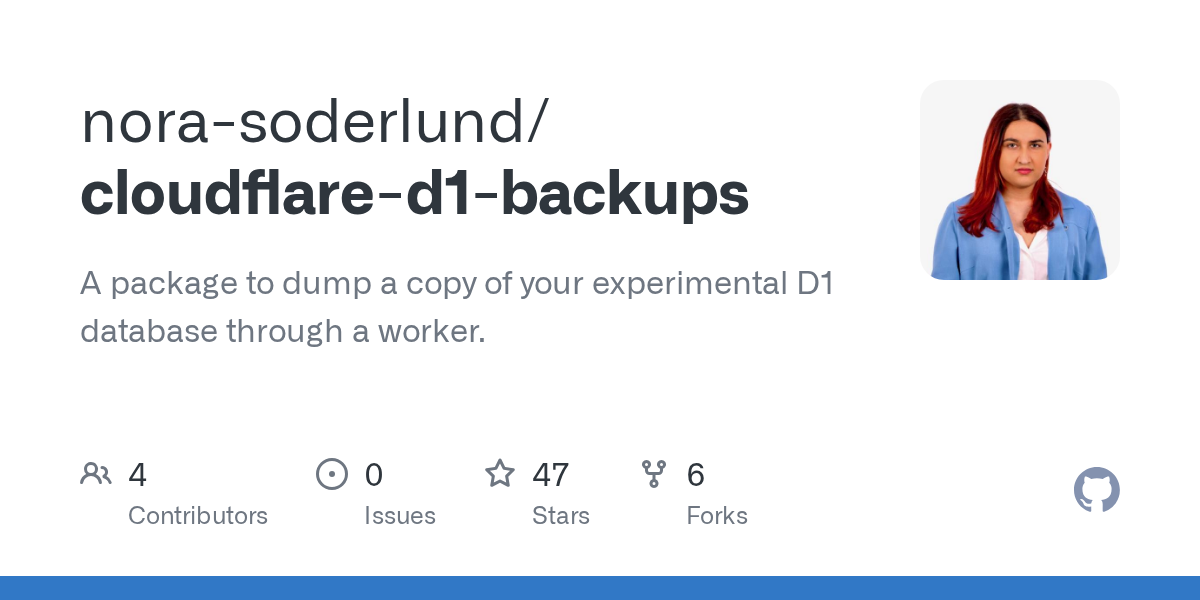 GitHub - nora-soderlund/cloudflare-d1-backups: A package to dump a ...