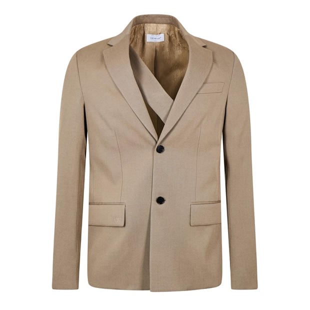 OFF WHITE: OFF WHITE Men's - Embroidered Wool Long Sleeve Blazer