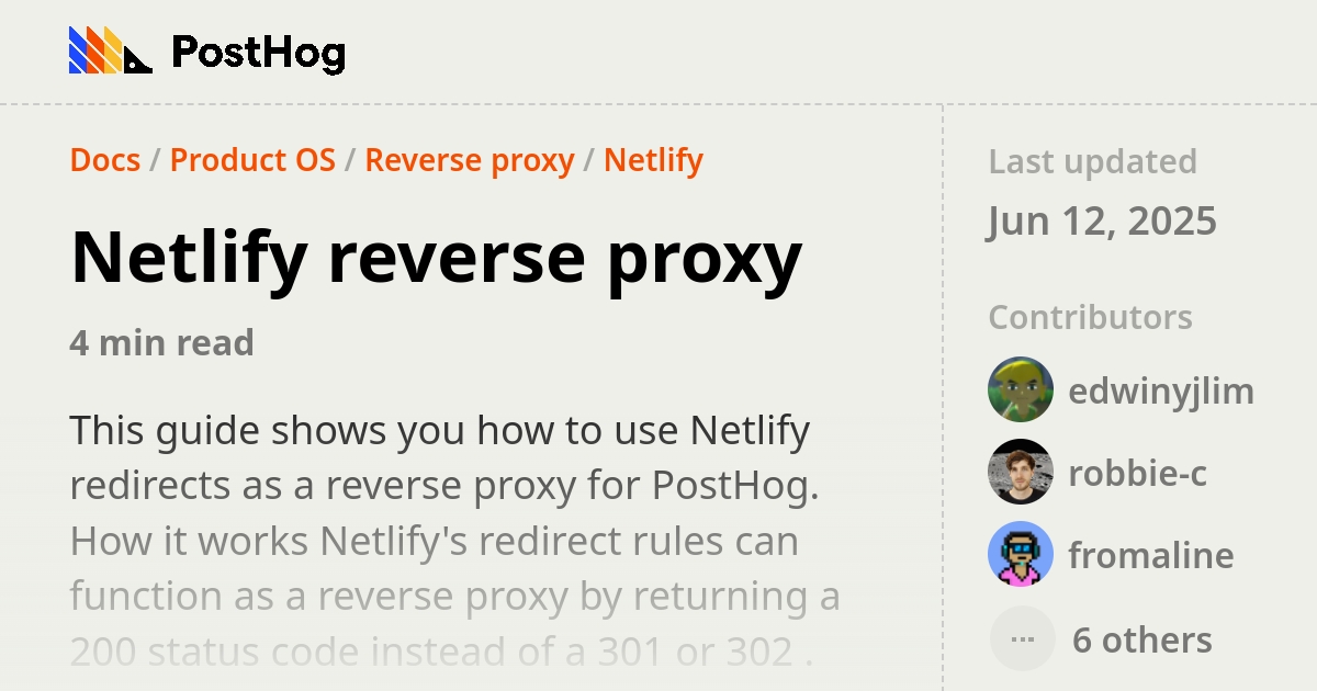 Using Netlify redirects as a reverse proxy - Docs - PostHog