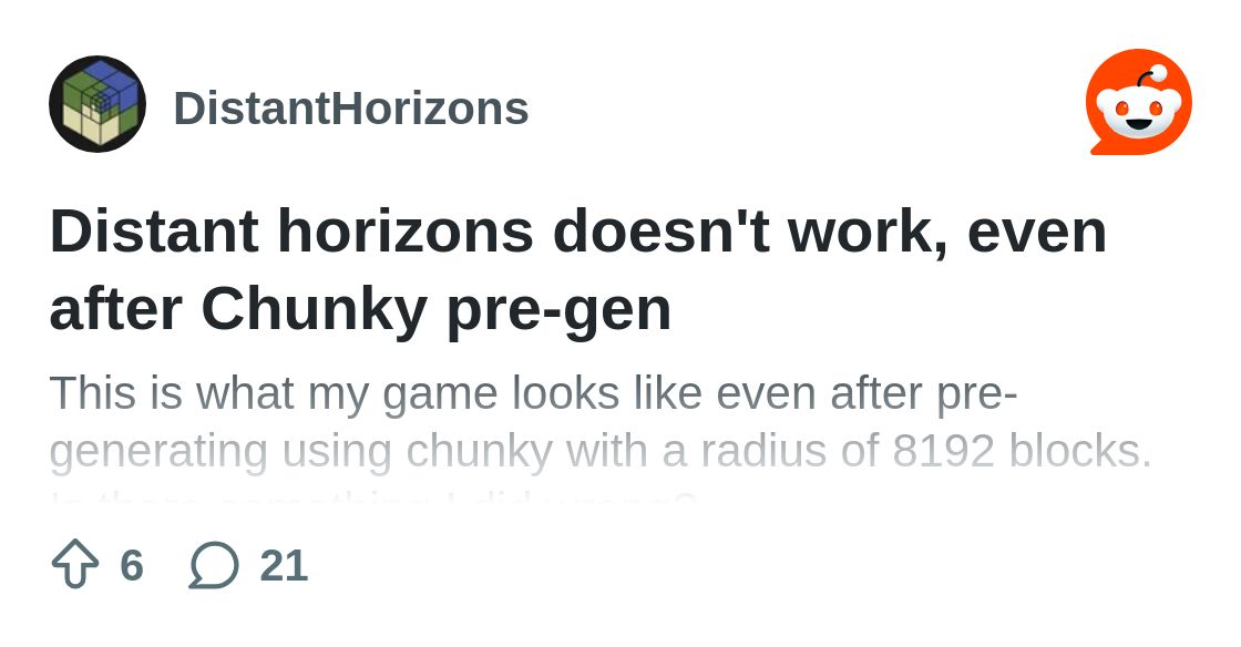 From the DistantHorizons community on Reddit