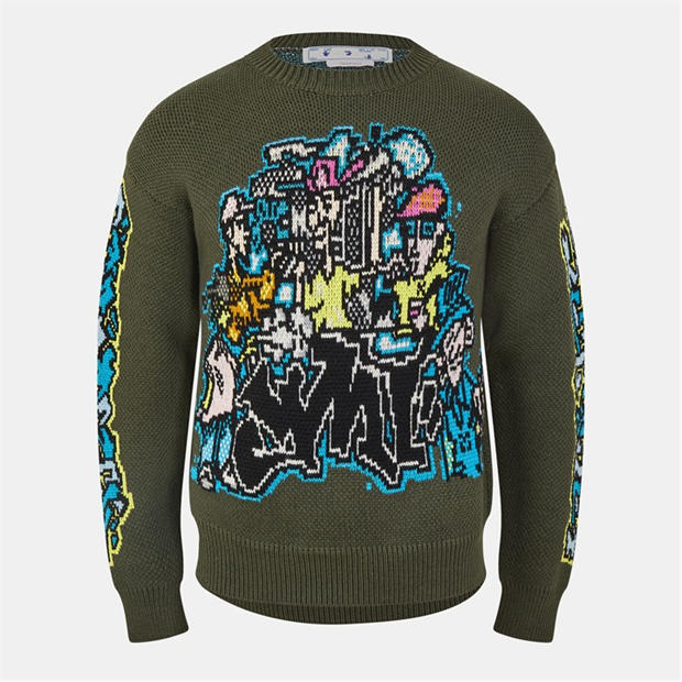 Off White: Off White Men's Chunky Crew Knitted Sweater