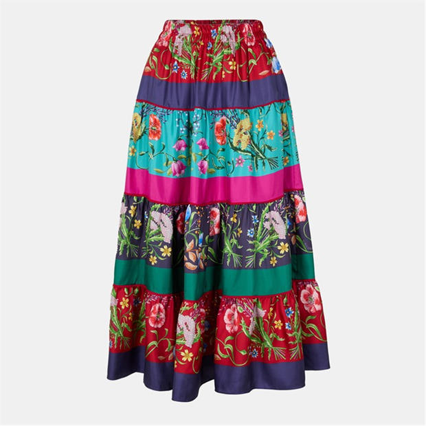 GUCCI: GUCCI Women's Floral Print Silk Maxi Skirt
