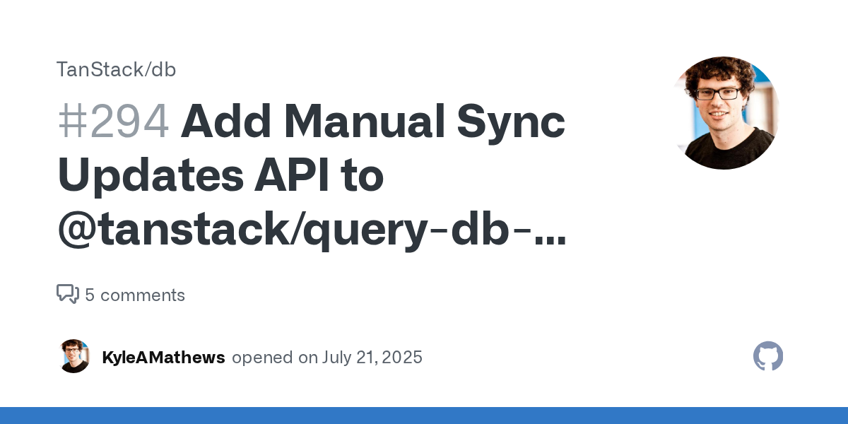 Add Manual Sync Updates API to @tanstack/query-db-collection · Iss...