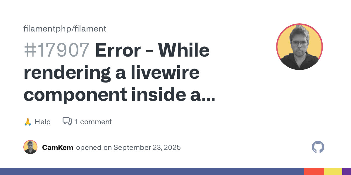 Error - While rendering a livewire component inside a modal action ...