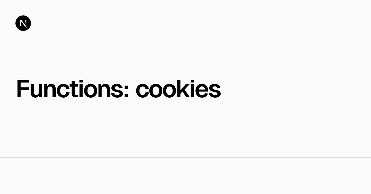 Functions: cookies | Next.js