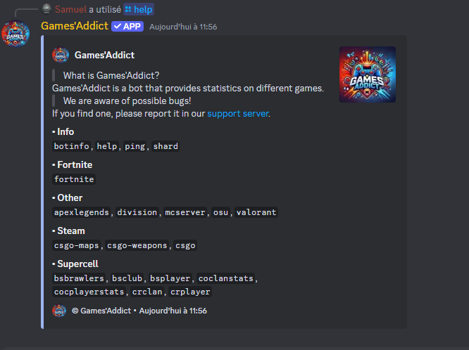 Games'Addict | Discord App Directory