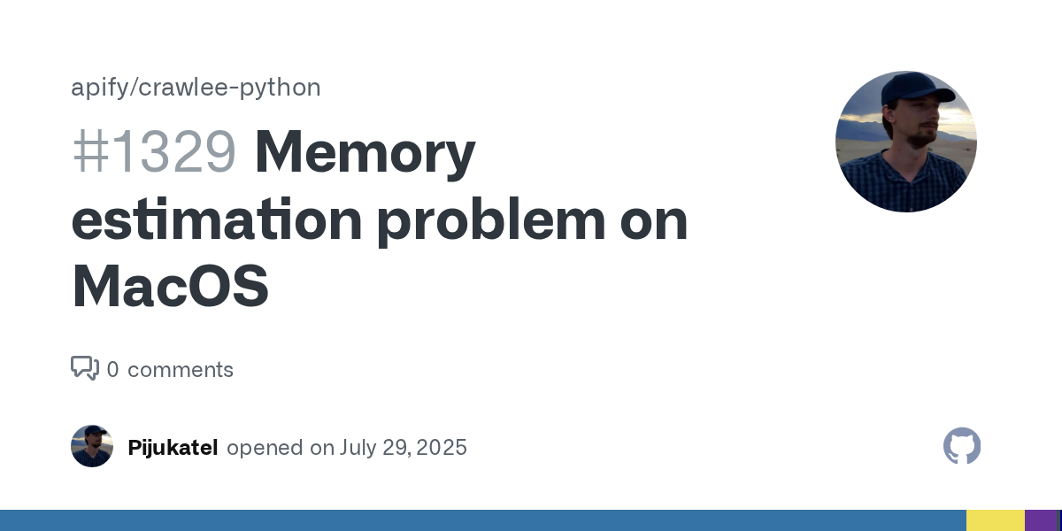 Memory estimation problem on MacOS · Issue #1329 · apify/crawlee-...