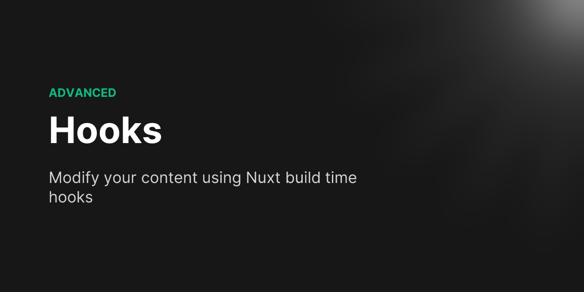 Hooks - Nuxt Content