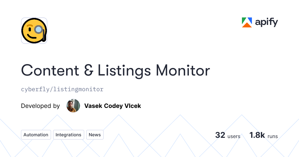 Content & Listings Monitor · Apify