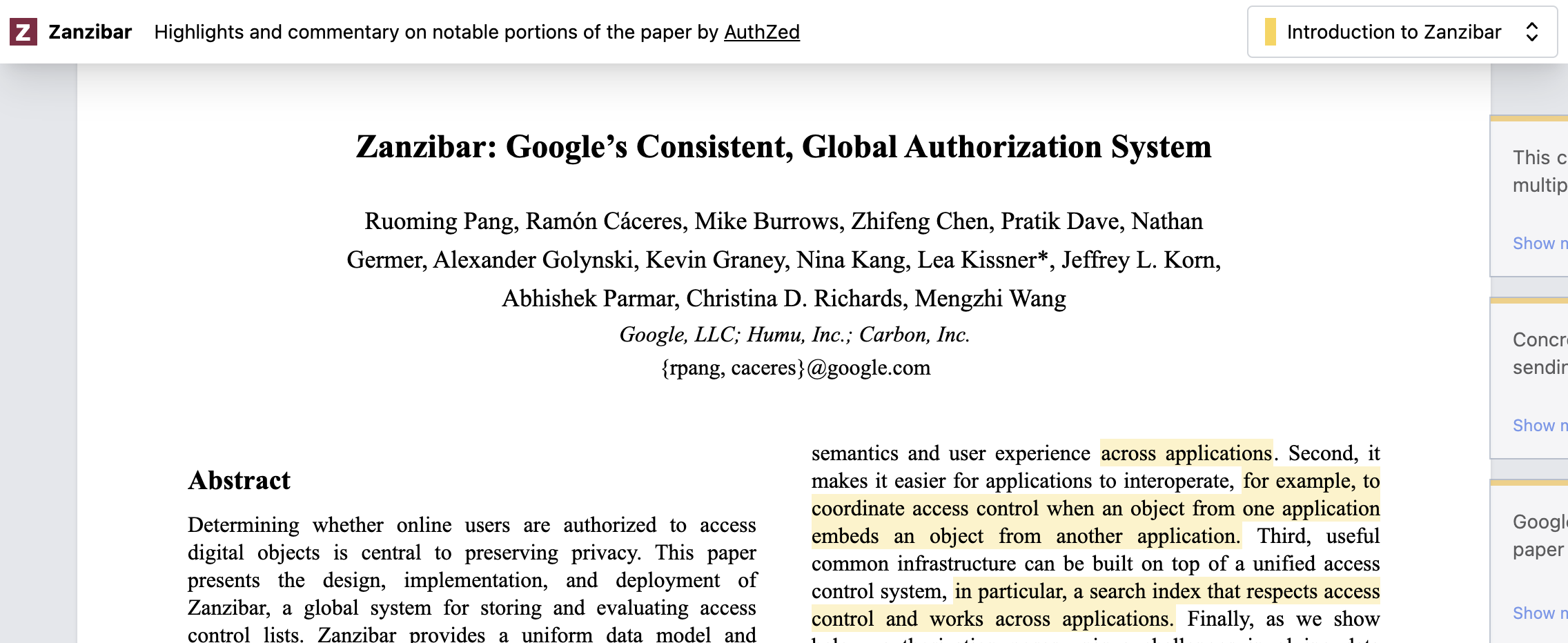 The Google Zanzibar Paper, annotated by AuthZed