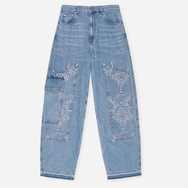 GANNI: GANNI Women's Embroidered Wide Leg Jeans