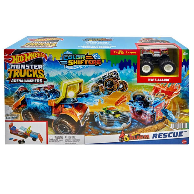 Hot Wheels: Hot Wheels Monster Trucks: Colour Shifters 5-Alarm Rescue Playset