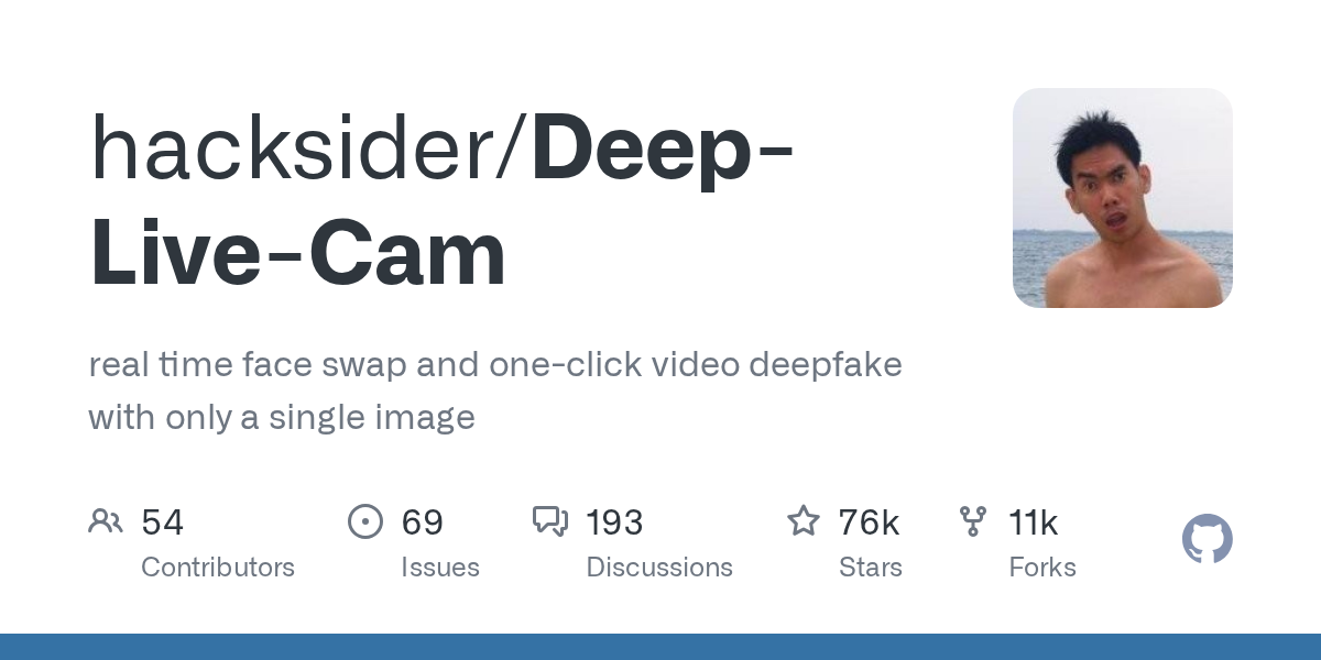 GitHub - hacksider/Deep-Live-Cam: real time face swap and one-click...
