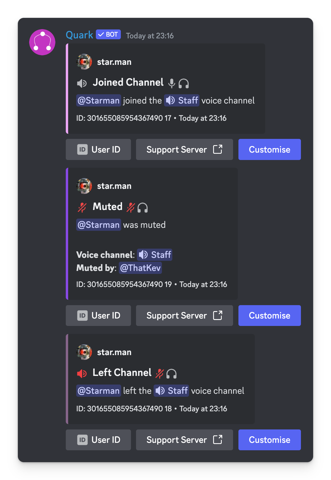 Voice channel logging