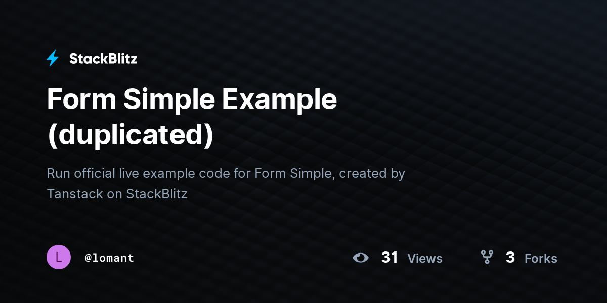 Form Simple Example (duplicated) - StackBlitz