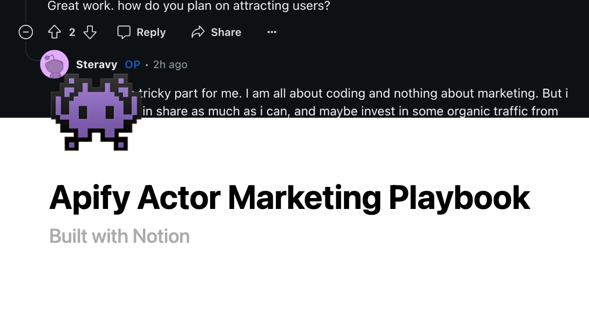 Apify Actor Marketing Playbook | Notion