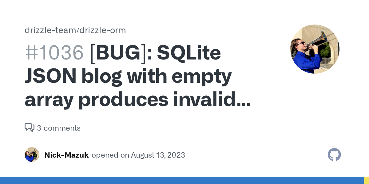 [BUG]: SQLite JSON blog with empty array produces invalid migration...