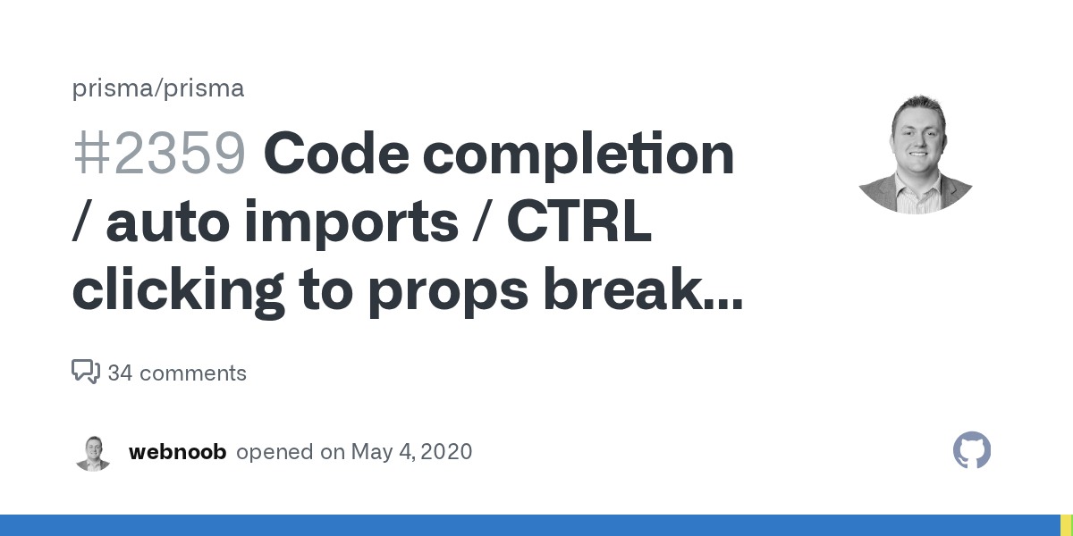 Code completion / auto imports / CTRL clicking to props breaks in ....