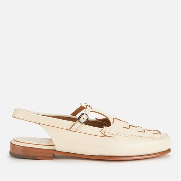 Hereu: Hereu Roqueta Leather T-Bar Sling Back Flats
