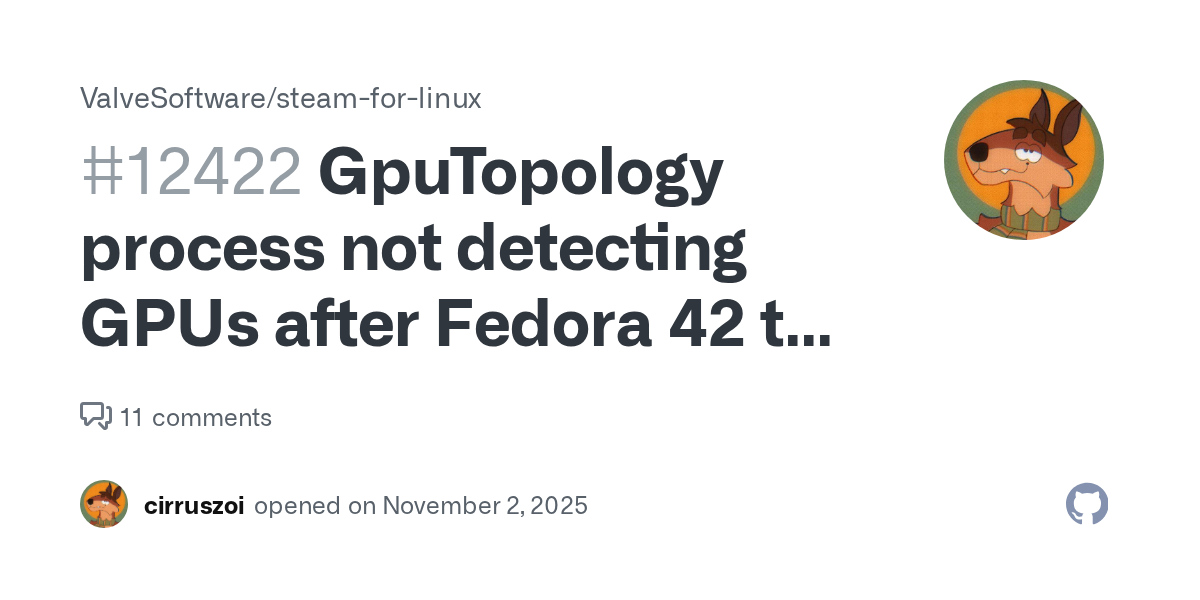 GpuTopology process not detecting GPUs after Fedora 42 to 43 Upgrad...