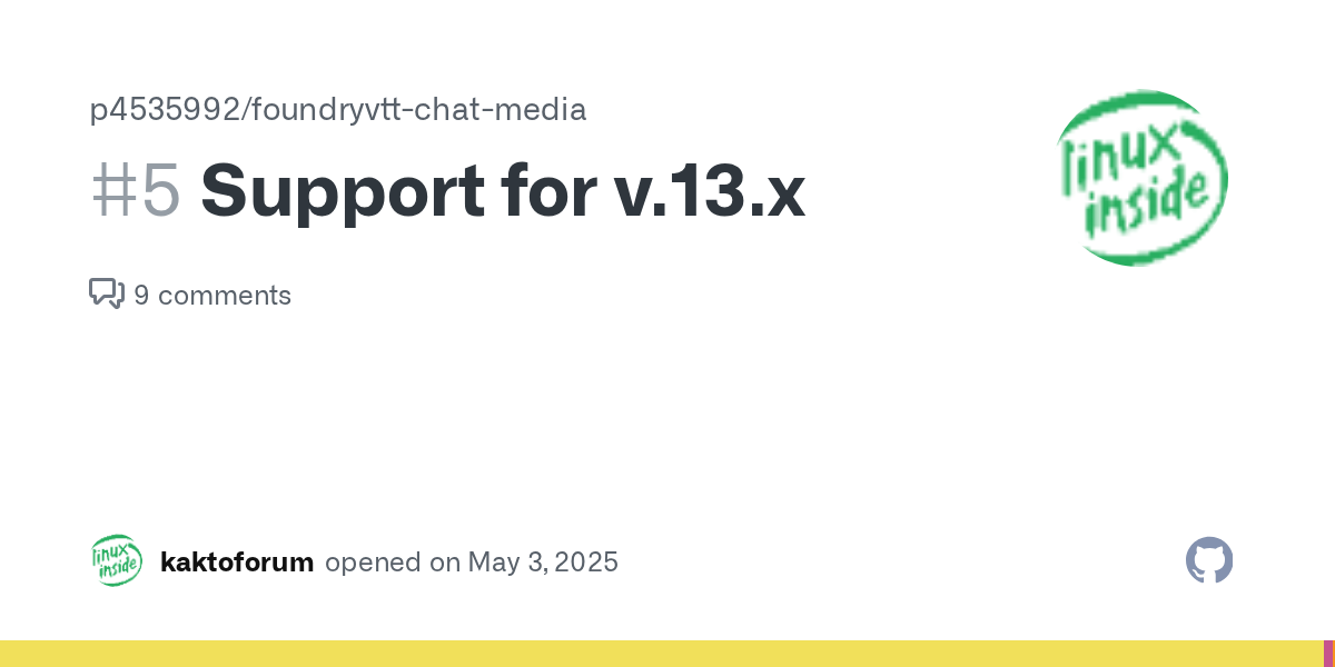 Support for v.13.x · Issue #5 · p4535992/foundryvtt-chat-media