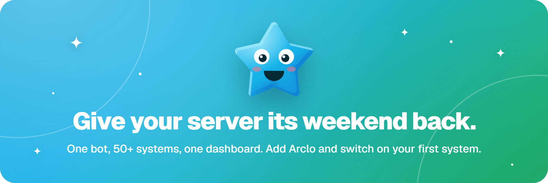 Give your server its weekend back. One bot, 50+ systems, one dashboard.