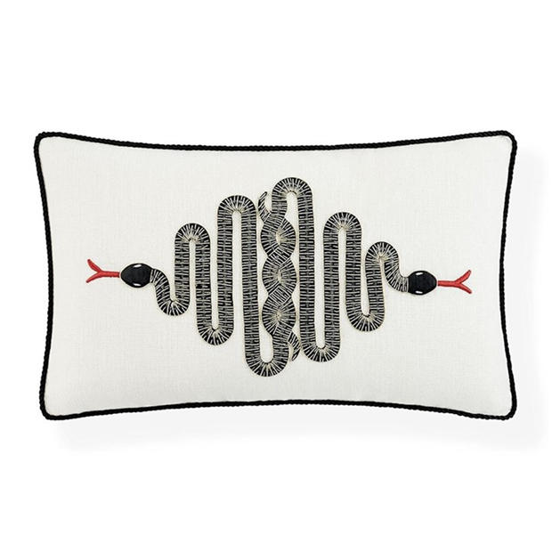 Jonathan Adler: Jonathan Adler JonathanAdler Snake Embroidered Cushion - 30x50cm