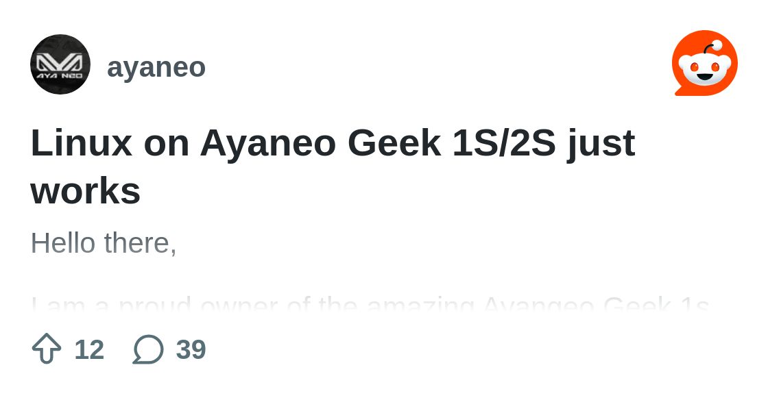 From the ayaneo community on Reddit: Linux on Ayaneo Geek 1S/2S jus...