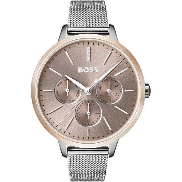 Boss: Boss Women's Symphony Stainless Steel Mesh Sunray Dial Analogue Quartz Watch