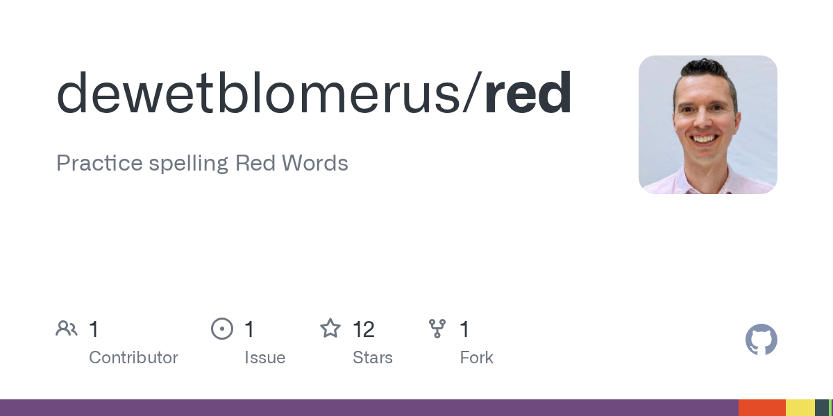 GitHub - dewetblomerus/red: Practice spelling Red Words