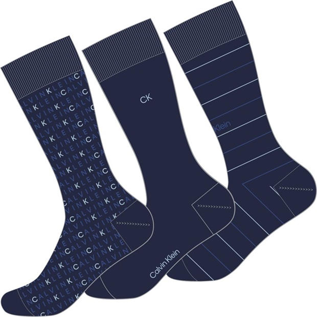 Calvin Klein: Calvin Klein 3 Pack All Over Print Crew Socks Mens