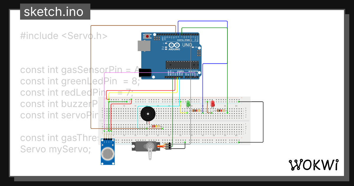 Gas Sensor - Wokwi ESP32, STM32, Arduino Simulator