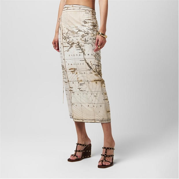 ST. AGNI: ST. AGNI Women's Silk Wrap Tie Maxi Skirt