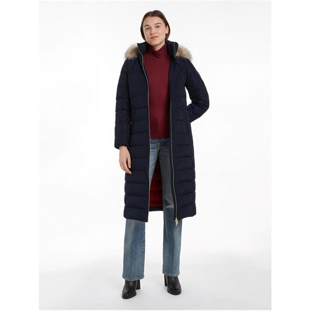 Tommy Hilfiger: Tommy Hilfiger Women's Heritage Down Tyra Maxi Recycled Polyester Long Sleeve Long Puffer Jacket