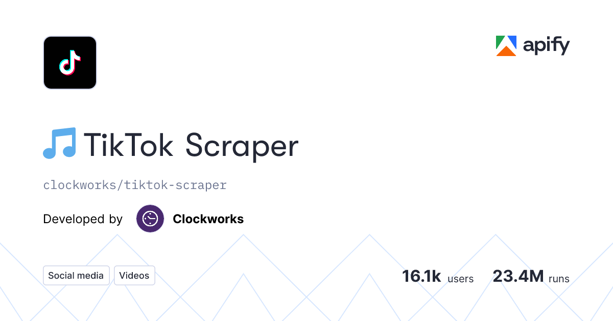 🎵 TikTok Scraper · Apify