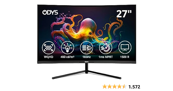 ODYS Q27 PRO 69cm (27") WQHD Curved Office & Gaming Monitor (2.560 ...