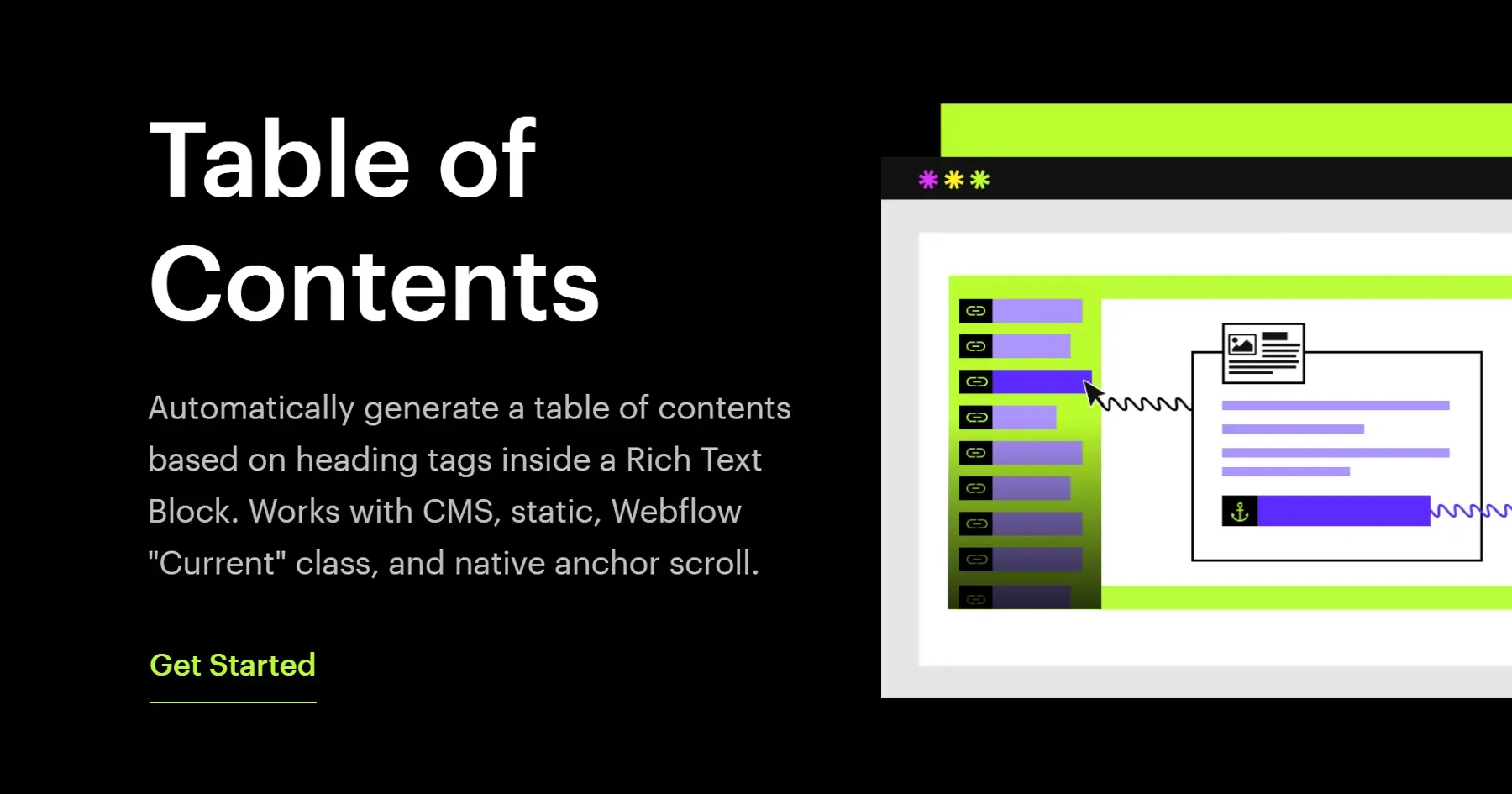 Table of Contents for Webflow