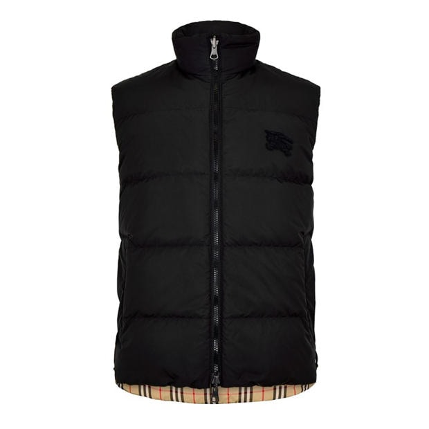 BURBERRY: BURBERRY Men's Reversible Check Puffer Goose Down Gilet