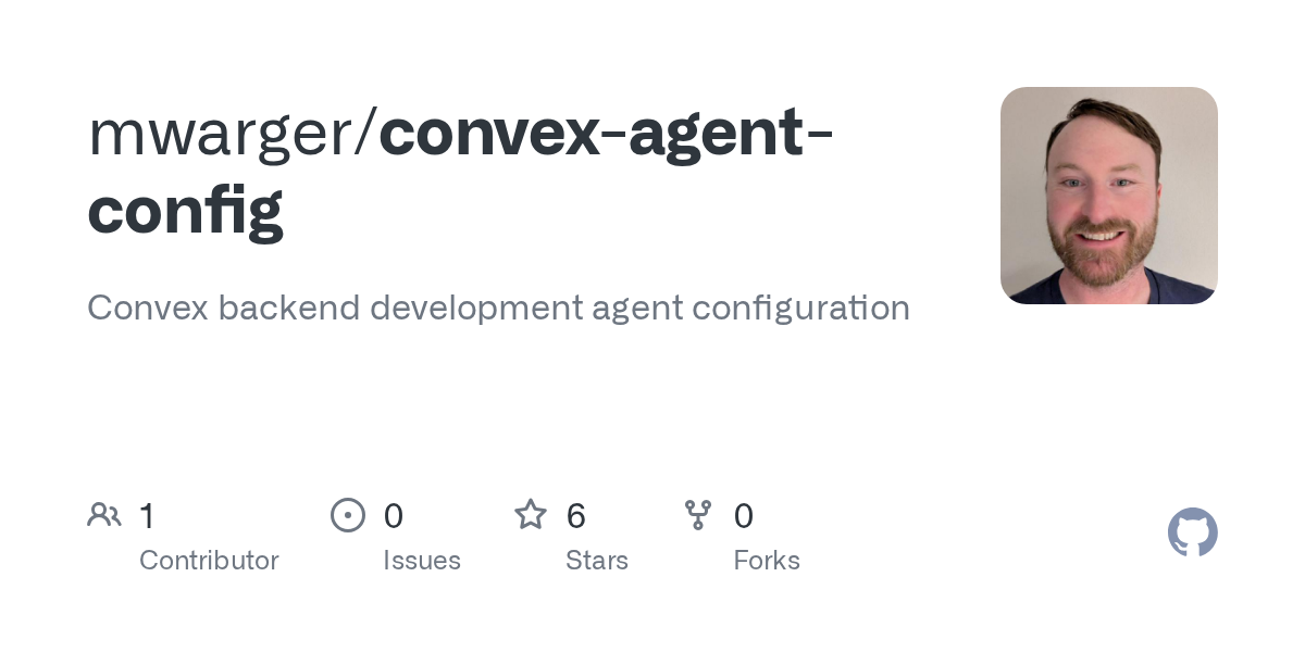 GitHub - mwarger/convex-agent-config: Convex backend development ag...