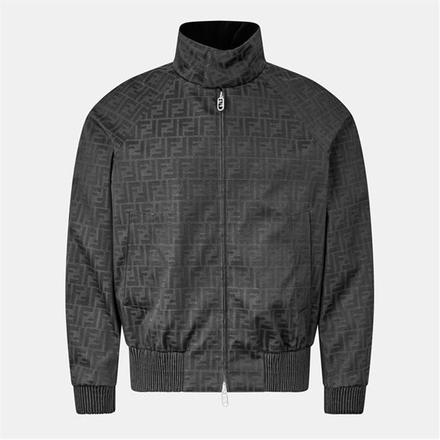 FENDI: FENDI Men's Logo Canvas Long Sleeve Coach Jacket