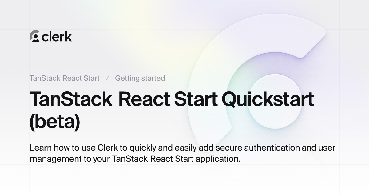TanStack React Start: TanStack React Start Quickstart (beta)