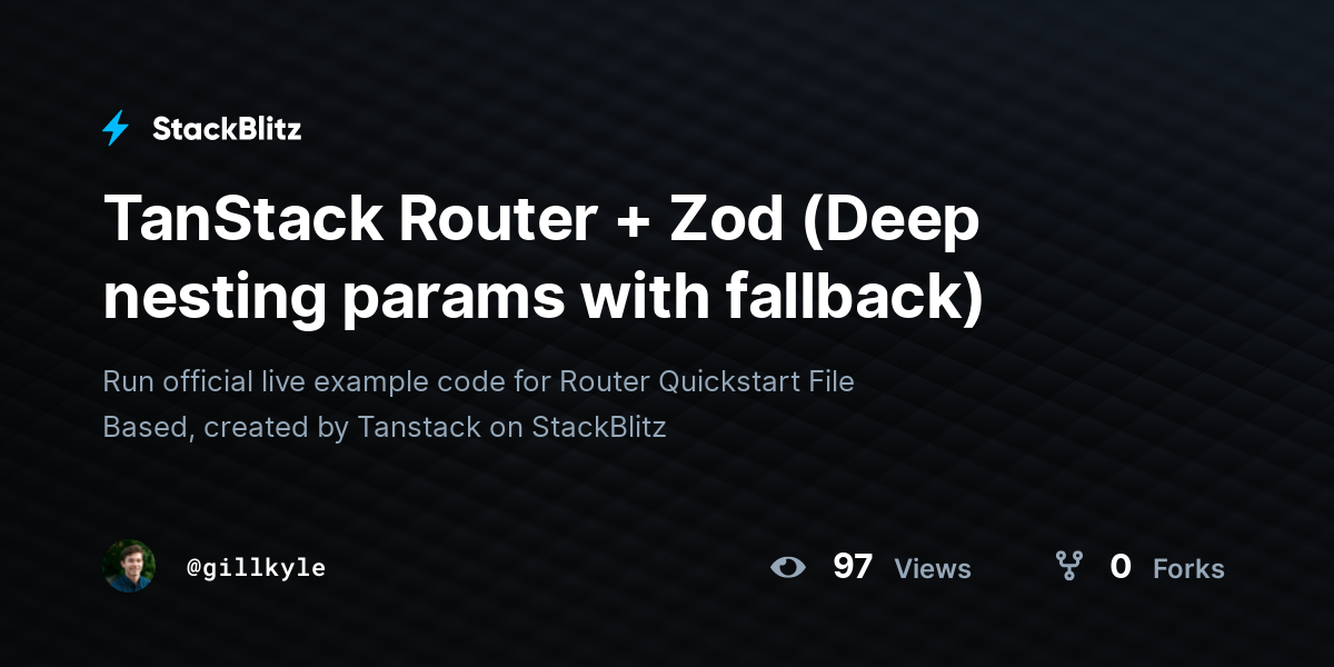 TanStack Router + Zod (Deep nesting params with fallback) - StackBlitz