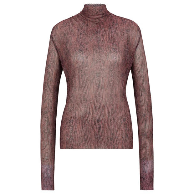 Boss: Boss Women's Emata Mesh All Over Print Short Sleeve Polo Shirt