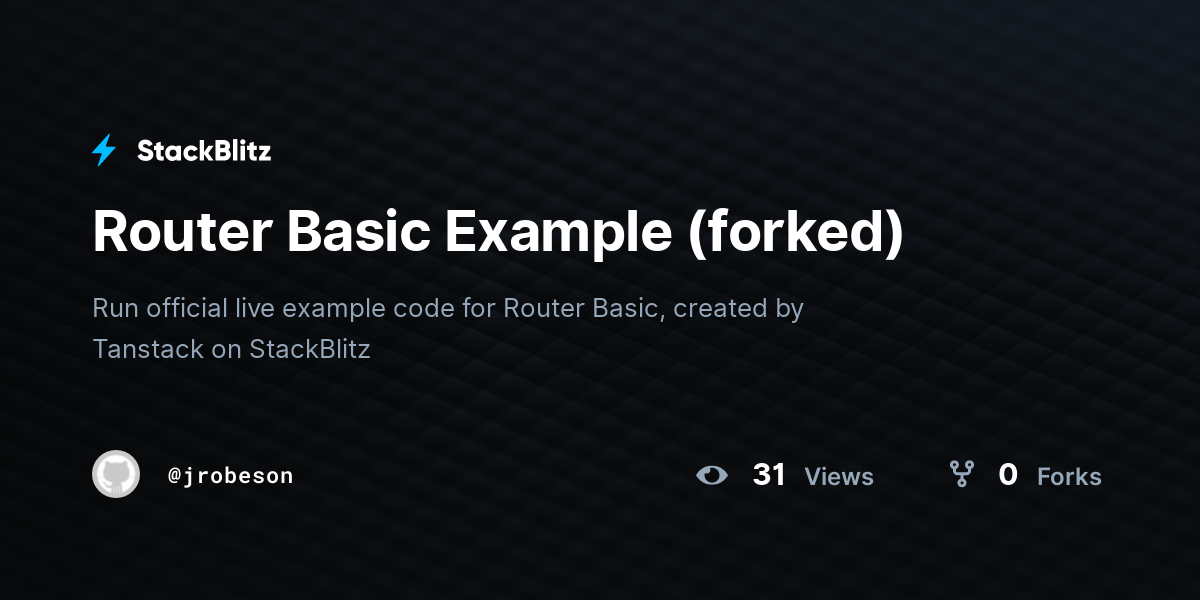 Router Basic Example (forked) - StackBlitz